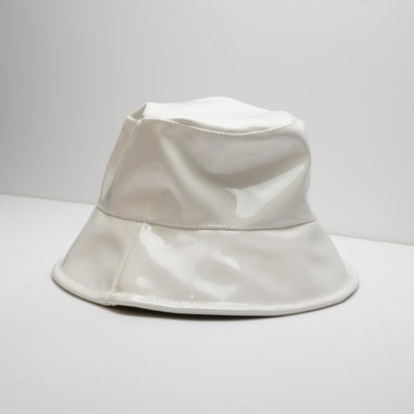 White Faux Leather Bucket Hat - Picture 5 of 12